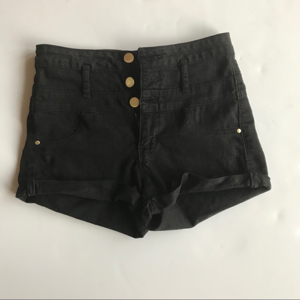 Refuge Women's Black High Waist Jean Shorts Size 0